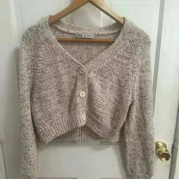 New Zara Pink Speckled Knit Cropped
Cardigan Jacket With Buttons Size S - Picture 3 of 7